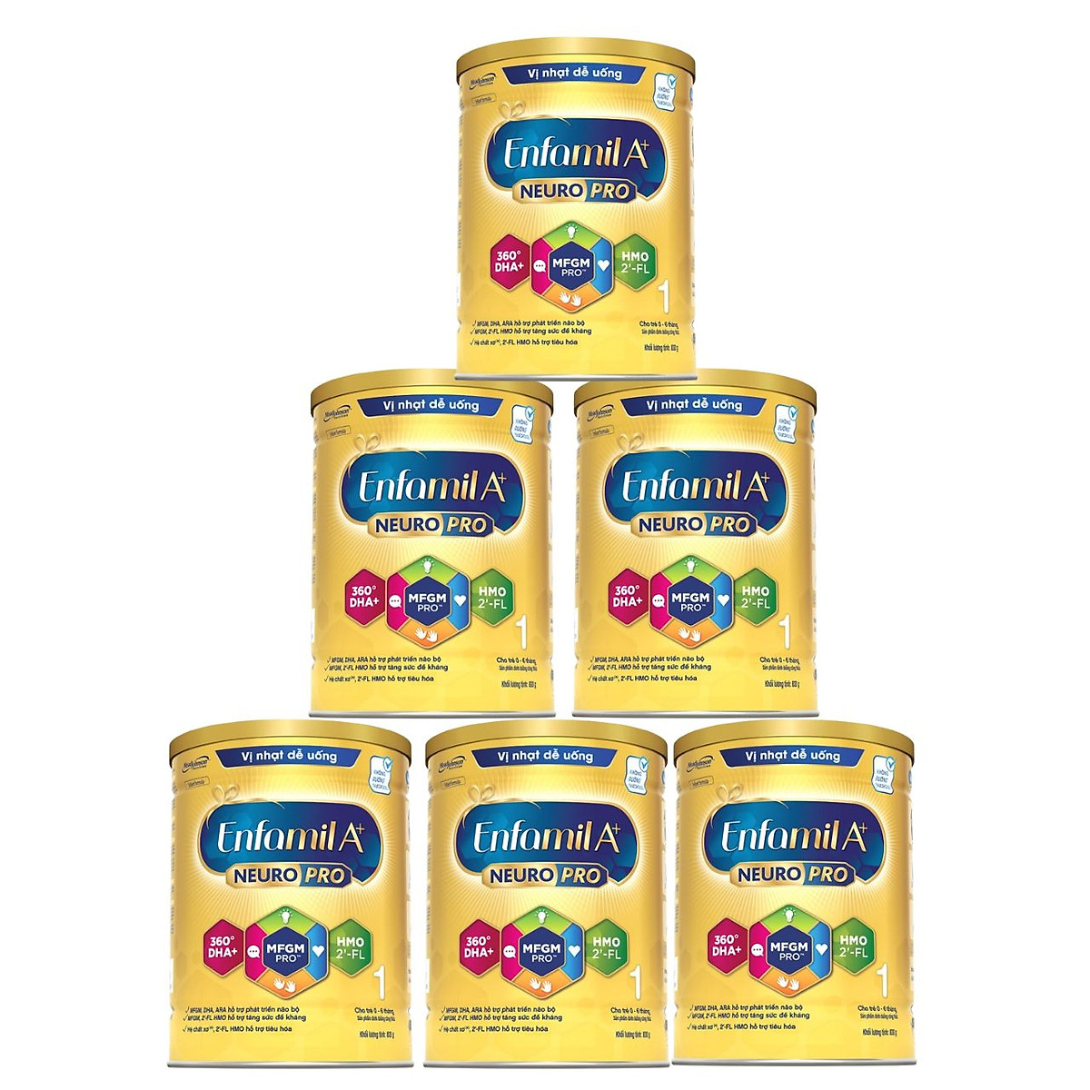 Combo 6 lon sữa bột Enfamil A+ NeuroPro 1 với 2’-FL HMO cho trẻ từ 0 – 6 tháng tuổi– 830g
