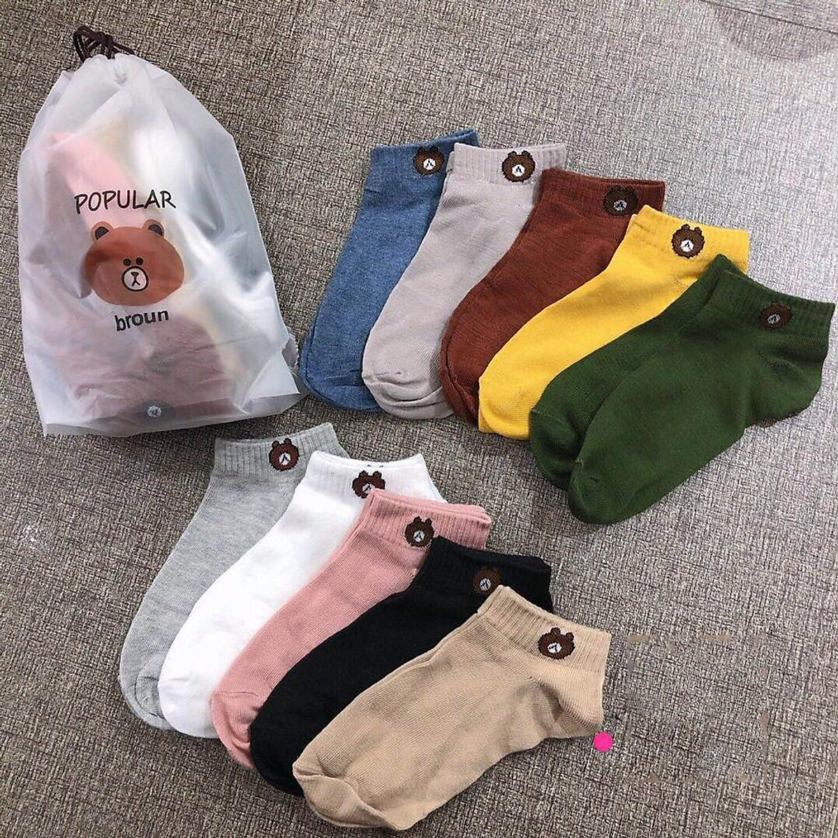 Combo 3 Đôi Tất Gấu, Vớ Nữ Đẹp Chất Cotton Cao Cấp