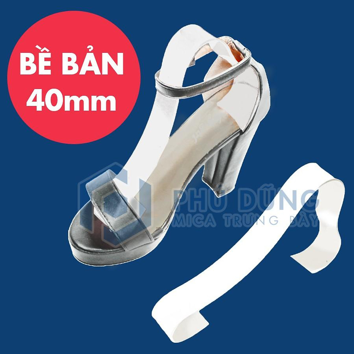 Combo 10 Ruột Mica TRẮNG BỀ BẢN 40mm Trưng Bày Nông Giày/Dép
