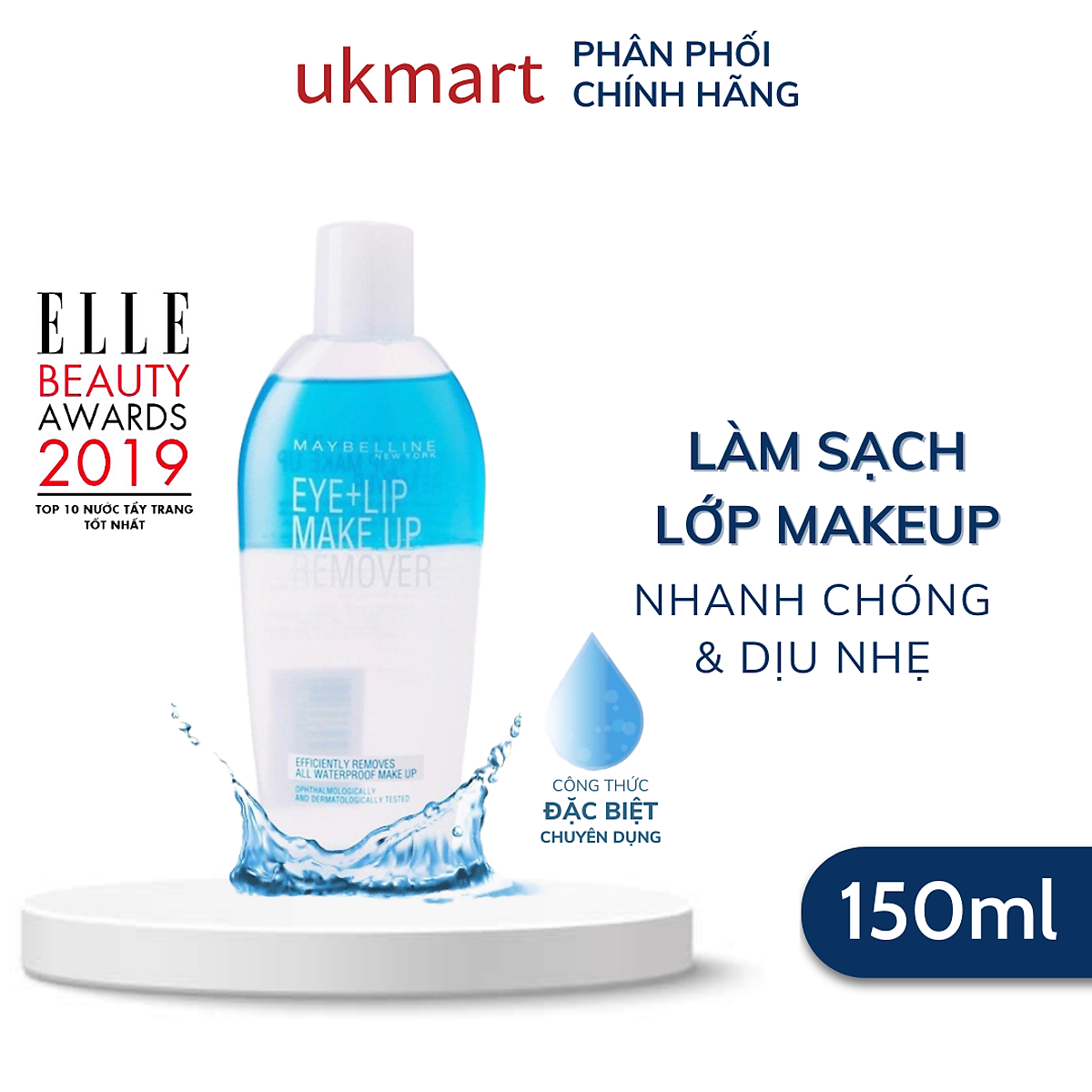 Tẩy Trang Mắt Môi Chuyên Dụng Maybelline New York Eye & Lip Makeup Remover 150ml