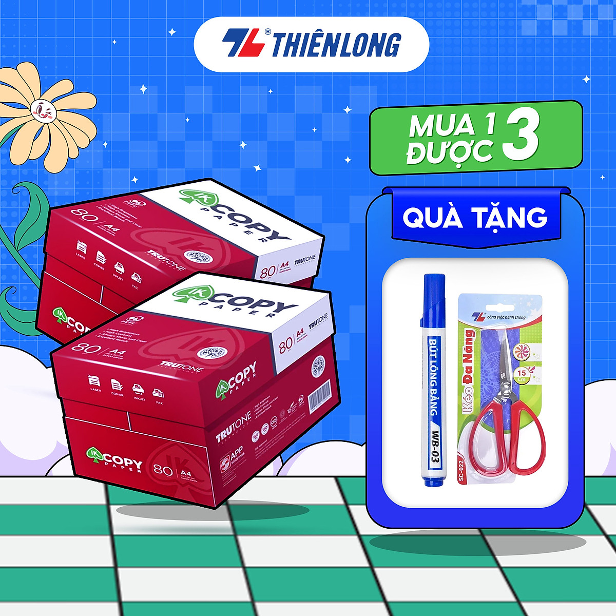 Combo 10 Ream giấy A4 80 gsm IK Copy (500 tờ) - Hàng nhập khẩu Indonesia