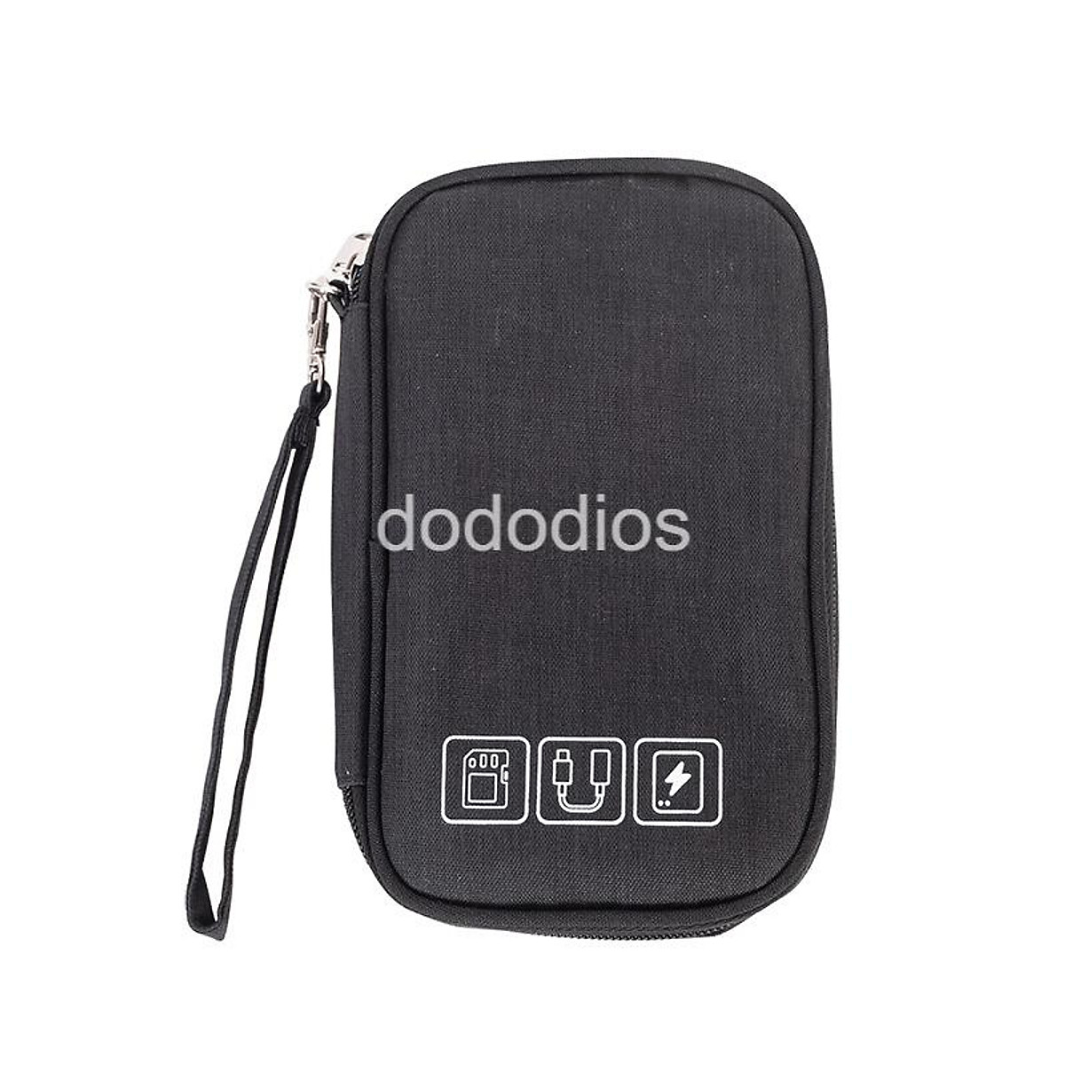 Túi đựng phụ kiện công nghệ đựng pin sạc dự phòng, điện thoại, cáp sạc usb, tai nghe có quai cầm, [Loại cao cấp - Màu Đen] Túi Đựng Phụ Kiện Công Nghệ Có Quai Cầm, Chống Nước - Hàng Chính Hãng dododios