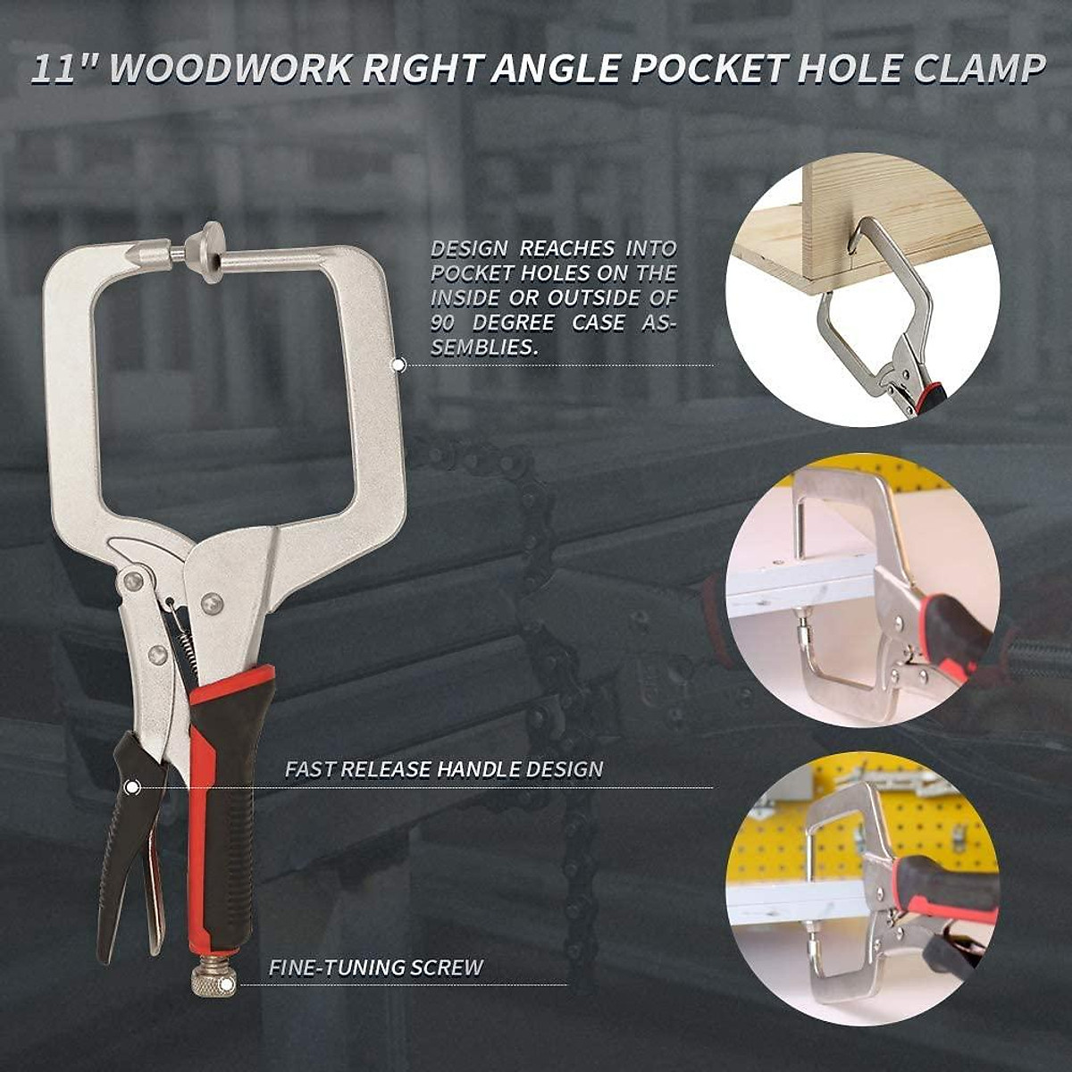 Drillpro Woodworking 90 Degree Right Angle Clamp Pocket Hole Clamp for Pocket Hole Joinery Tiki