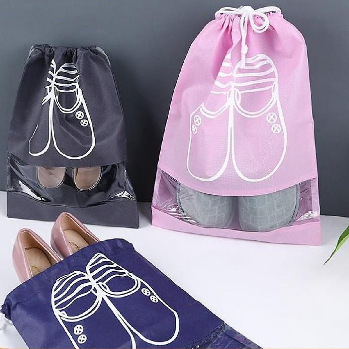 Túi đựng giày dép size to dày dặn có dây rút chống bụi bẩn