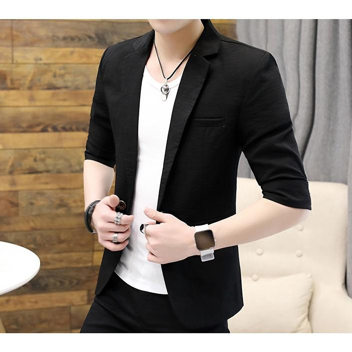 Áo vest nam cổ trụ Hàn Quốc chuẩn men vest nam công sở vest chú rể