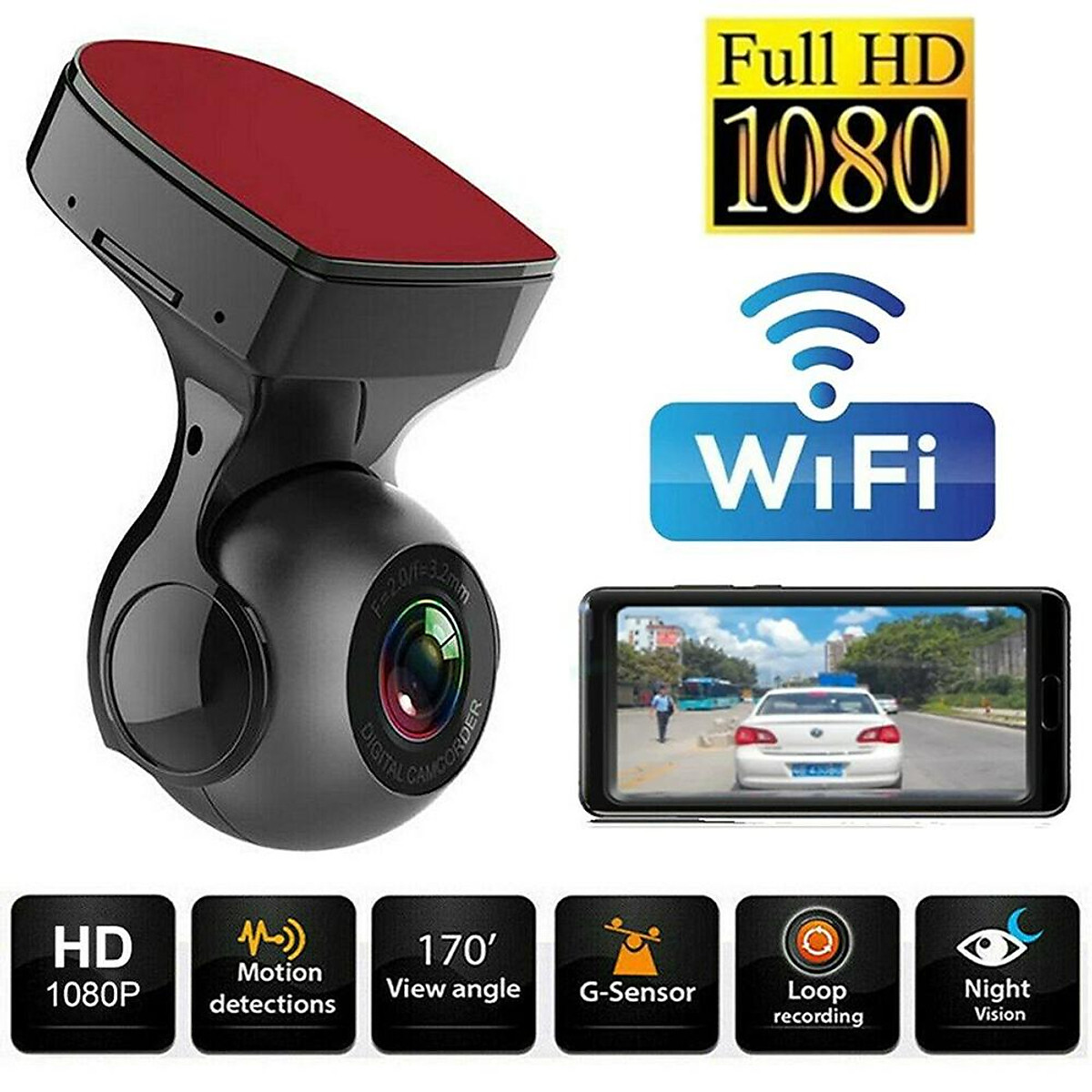 Dash Cam Car Full HD 2.4 LCD170 Wide Angle, WDR, Night Vision Dashboard Camera  Recorder