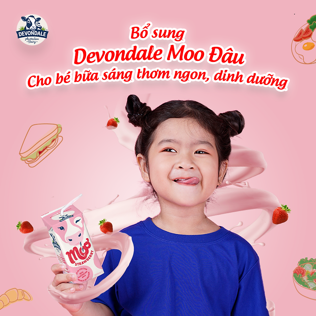 Lốc 6 Hộp Sữa Tươi Tiệt Trùng DEVONDALE Hương Dâu 200ML