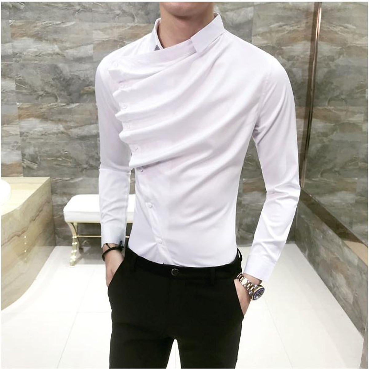 Áo Sơ Mi Nam Dài Tay Xếp Ly Ngực Vải Lụa Cao Cấp Áo Sơ Mi Trắng Đen Trơn Dáng Ôm Form Body Tman Shopee Việt Nam #21 Áo Sơ Mi Nam Dài Tay Xếp Ly Ngực Vải Lụa Cao Cấp Áo Sơ Mi Trắng Đen Trơn Dáng Ôm Form Body Tman Shopee Việt Nam