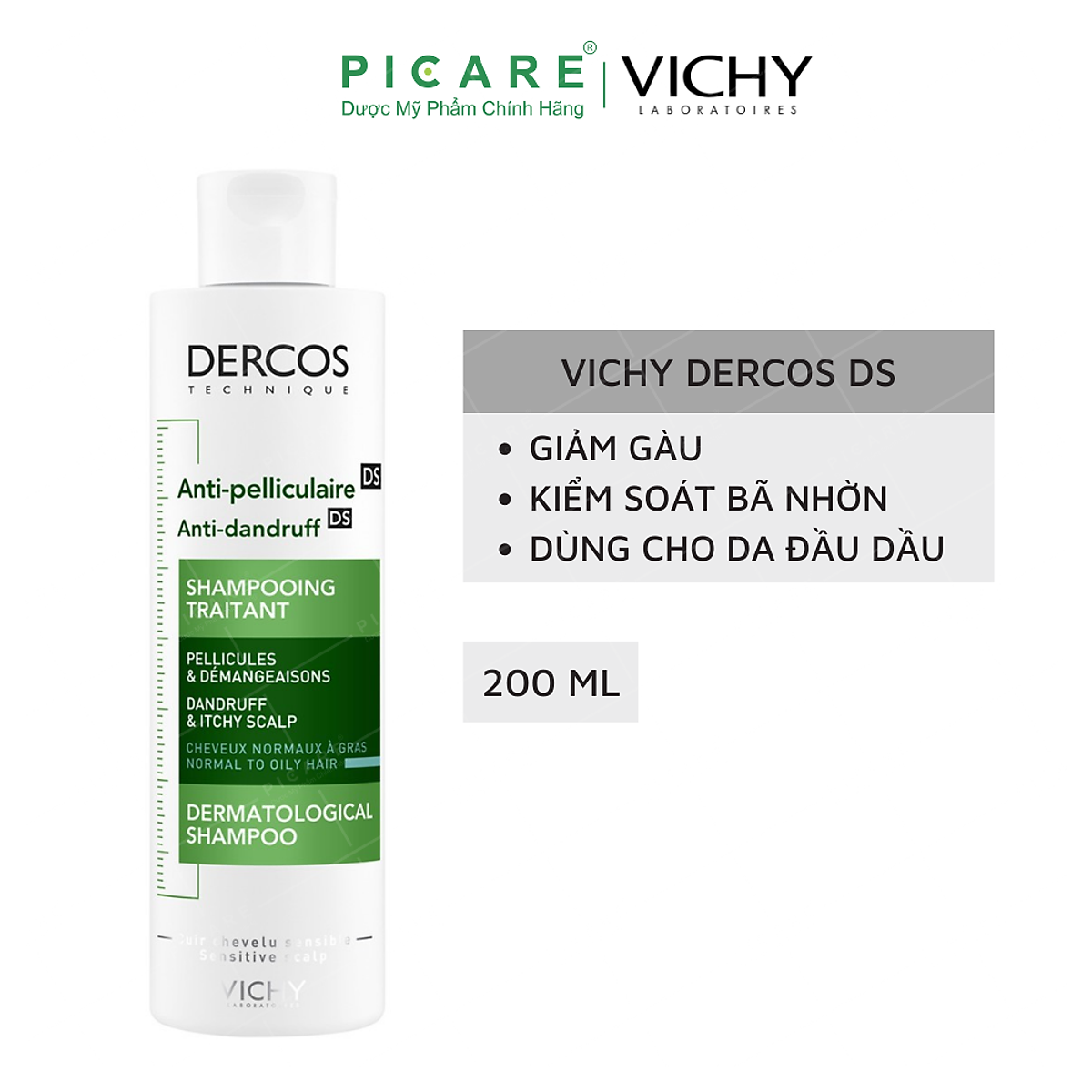 DẦU GỘI CHO TÓC DẦU DERCOS OIL CONTROL VICHY 200ml