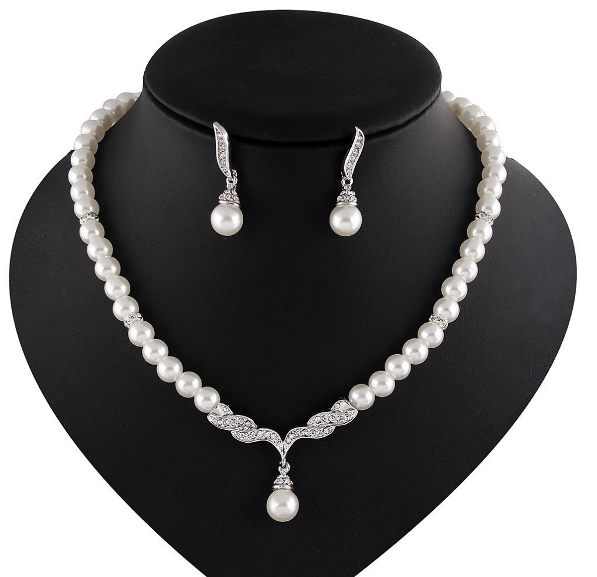 Open Heart Freshwater Hanging Pearl Pendant Necklace and Earrings Set –  ARCADIO