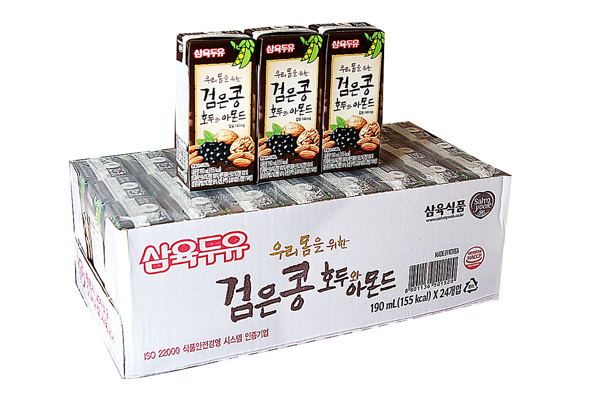 Thùng 24 Hộp Sữa Đậu Đen, Óc Chó, Hạnh Nhân Sahmyook Foods (190ml / Hộp)