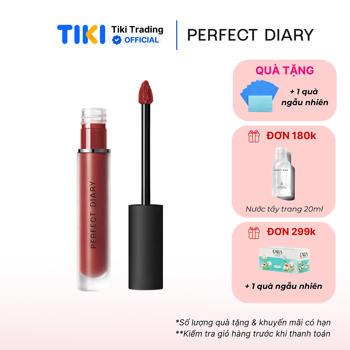 Son kem lì PERFECT DIARY DreamMatte nhiều màu siêu mịn lâu trôi cao cấp 2.5g