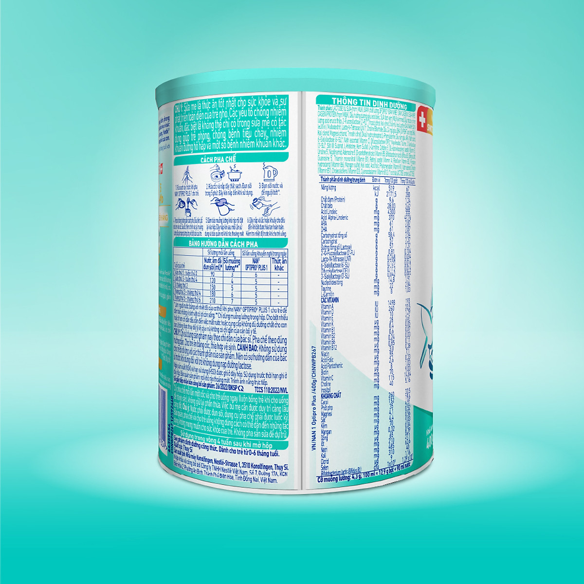 Sữa bột Nestlé NAN OPTIPRO PLUS 1 400G/lon với 5HMO Sản Xuất tại Thụy Sĩ (0 - 6 tháng)