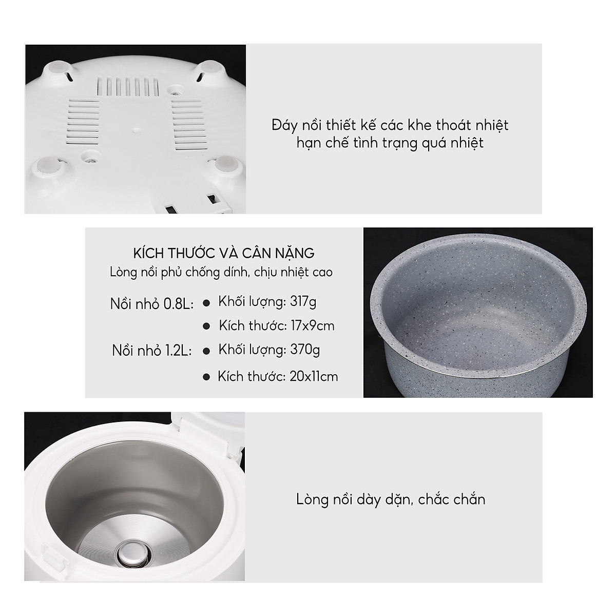Nồi cơm điện mini Lebenlang LBL0583 dung tích 800ml, công suất 250W nhỏ gọn, thiết kế đơn giản hiện đại - hàng chính hãng
