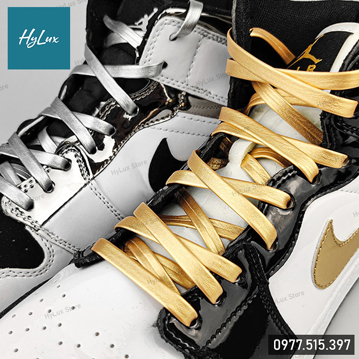 Dây giày Gold (Vàng), Silver (Bạc) cho Air Force 1, Jordan 1 cao cấp