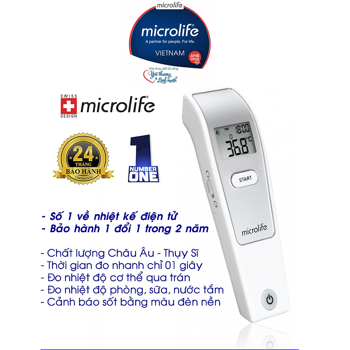 Nhiệt kế hồng ngoại đo trán Microlife FR1MF1 - Thương Hiệu Thụy Sĩ