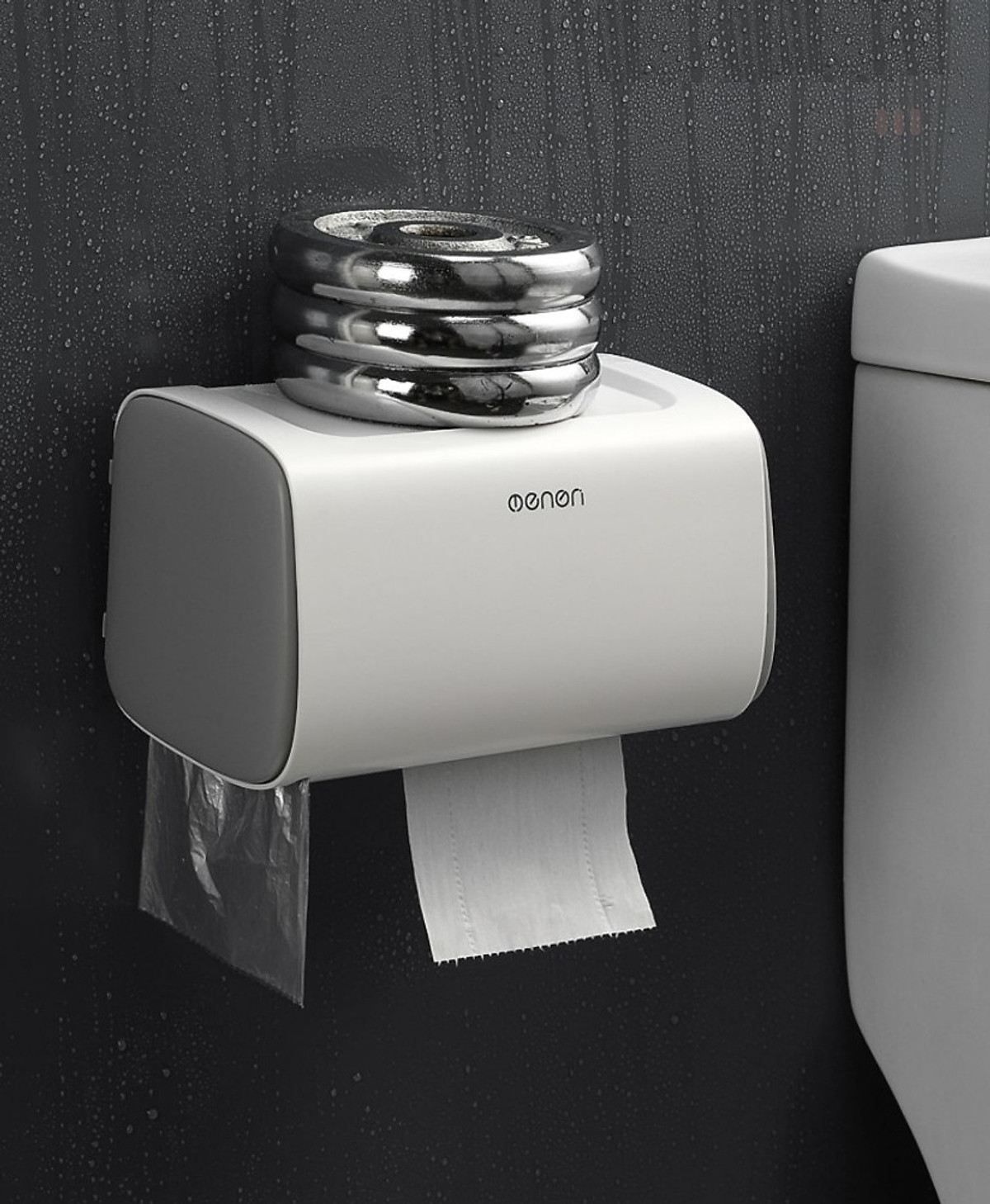Hộp Đựng Giấy Vệ Sinh Cao Cấp OENON Dán Tường, Hộp Đựng Giấy Đa Năng Có Thêm Ngăn Để Đồ Tiện Lợi - OENON