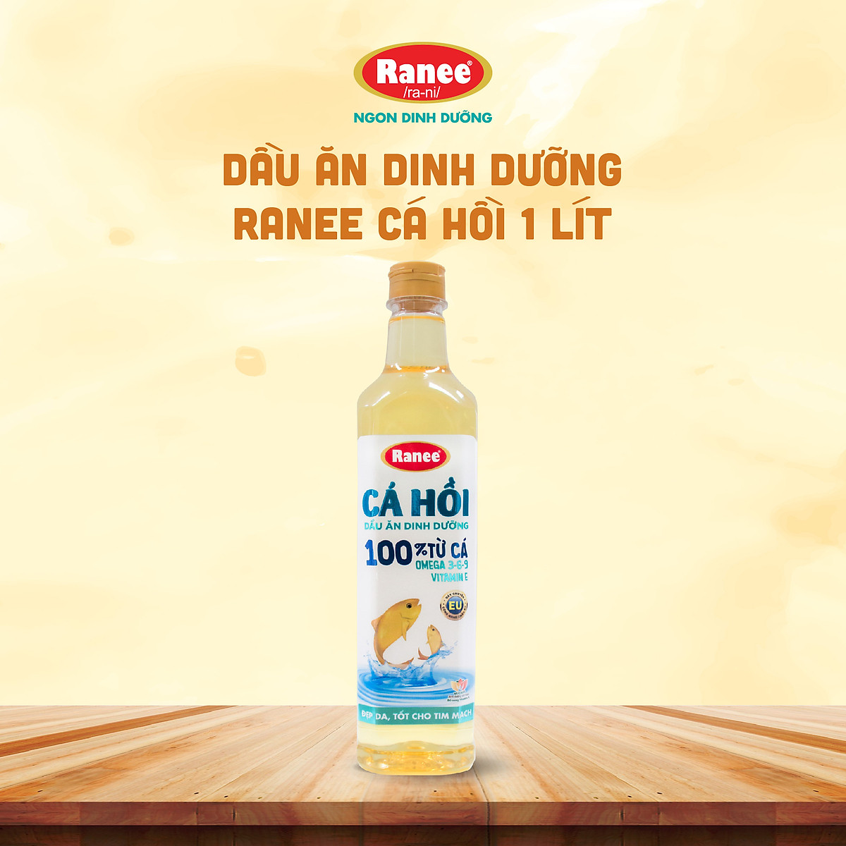 Combo 4 chai dầu ăn Ranee CÁ HỒI 1 lít (1 lít/chai x 4 chai)