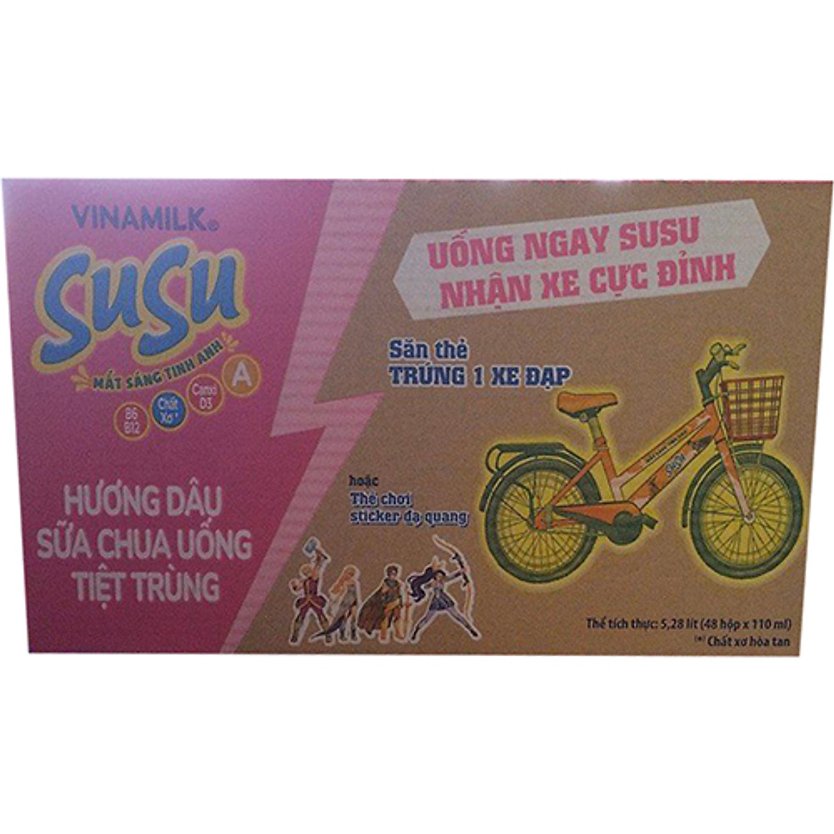 Sữa chua uống hương dâu Vinamilk Susu - Thùng 48 hộp 110ml.