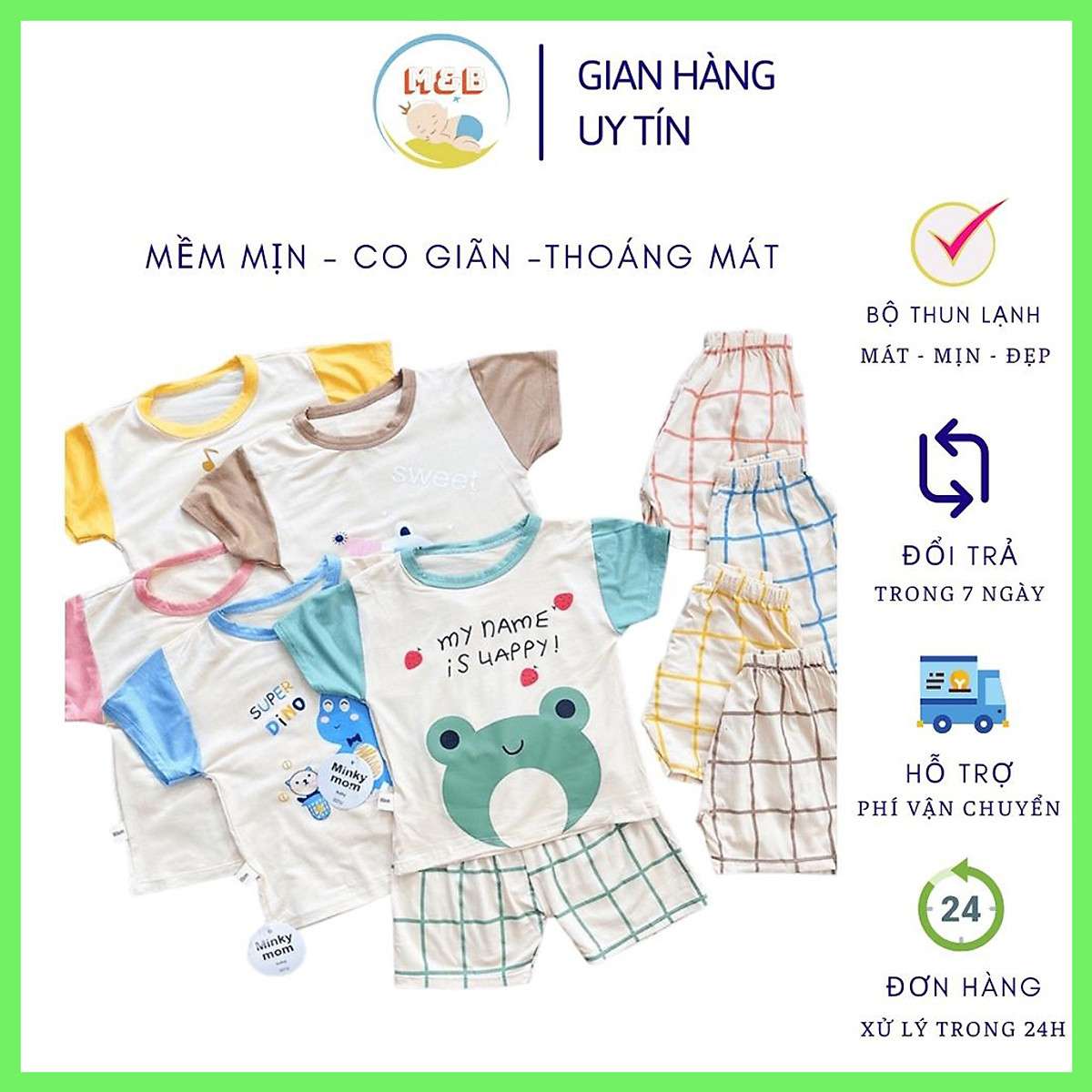 Mua Bộ cộc tay thun lạnh Mẫu Mới vải mịn mát co giãn in hình ngộ ...