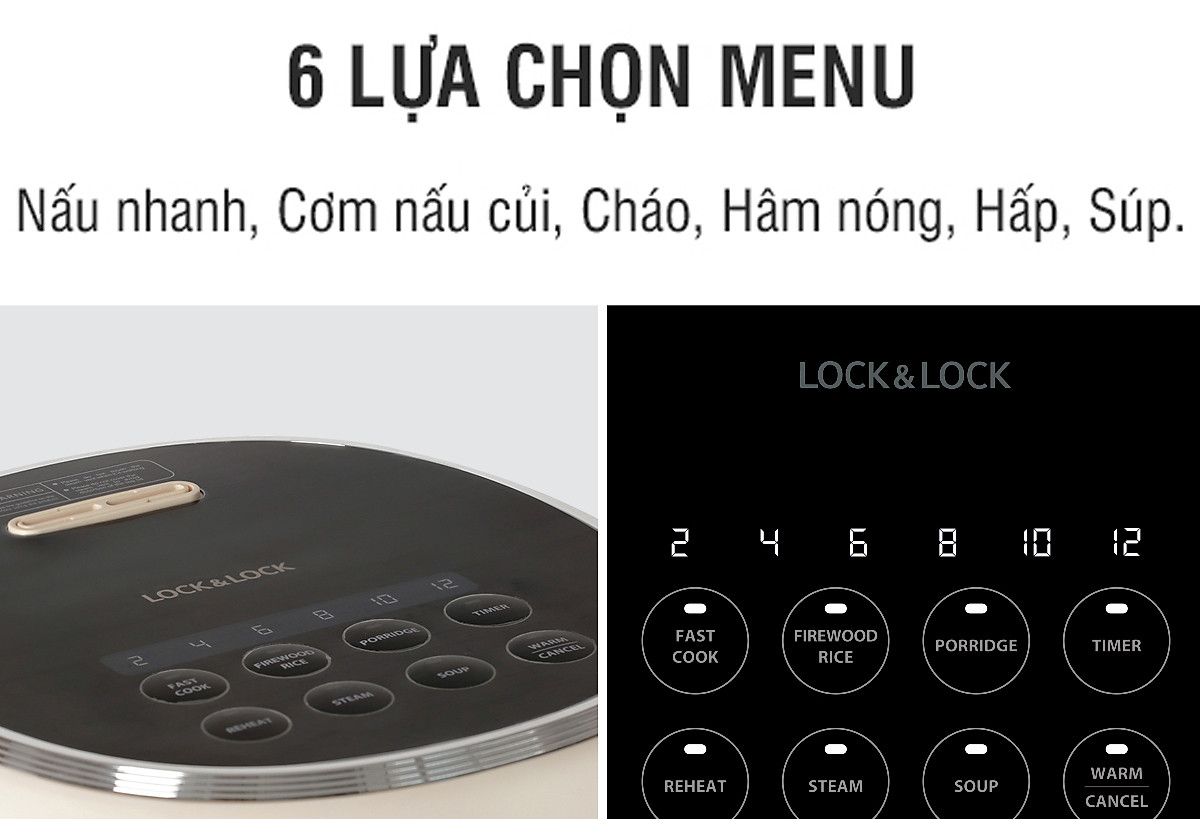 Nồi Cơm Điện Tử Lock&Lock EJR716IVY 0.8L - Hàng Chính Hãng, Dây Điện Có Thể Tháo Rời, Có Quai Xách, Tặng Kèm Ống Hút Và Cọ Rửa