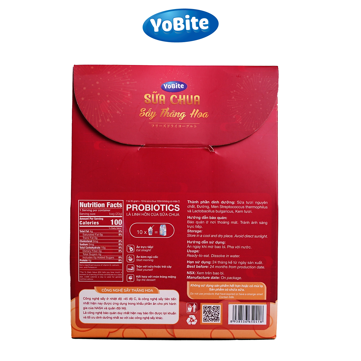 Sữa Chua Khô Sấy Thăng Hoa YOBITE Vị Tổng hợp 30gr Hỗ Trợ Tiêu Hóa Tăng Cường Đề Kháng