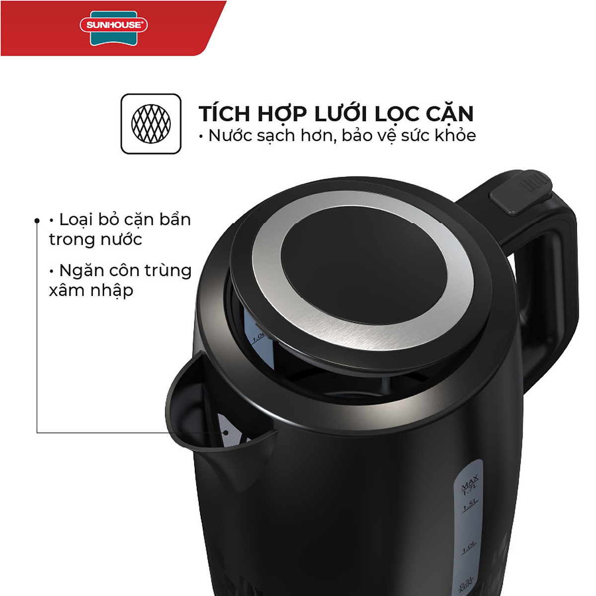 Ấm Siêu Tốc Sunhouse SHD1306 (1.7 Lít) - Hàng Chính Hãng