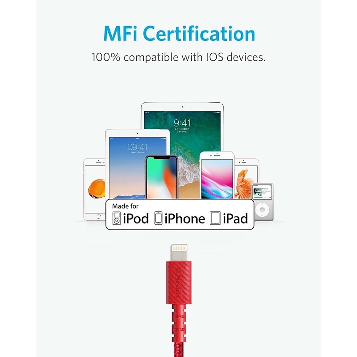 Dây Cáp Sạc Li.ght.ning Chuẩn M.F.i Cho i.Phone Anker Li.ght.ning PowerLine Select+ A8012 0.9m / A8013 1.8m - Hàng Chính Hãng