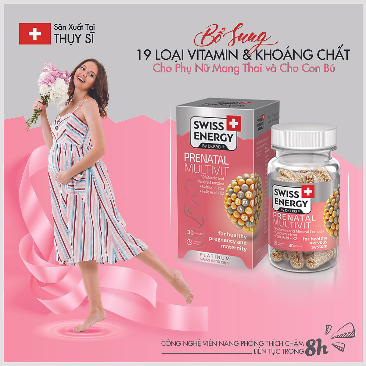 Viên Nang Tăng Cường Sức Khỏe Cho Phụ Nữ Mang Thai Và Cho Con Bú - Swiss Energy Prenatal Multivit (lọ 30 Viên)