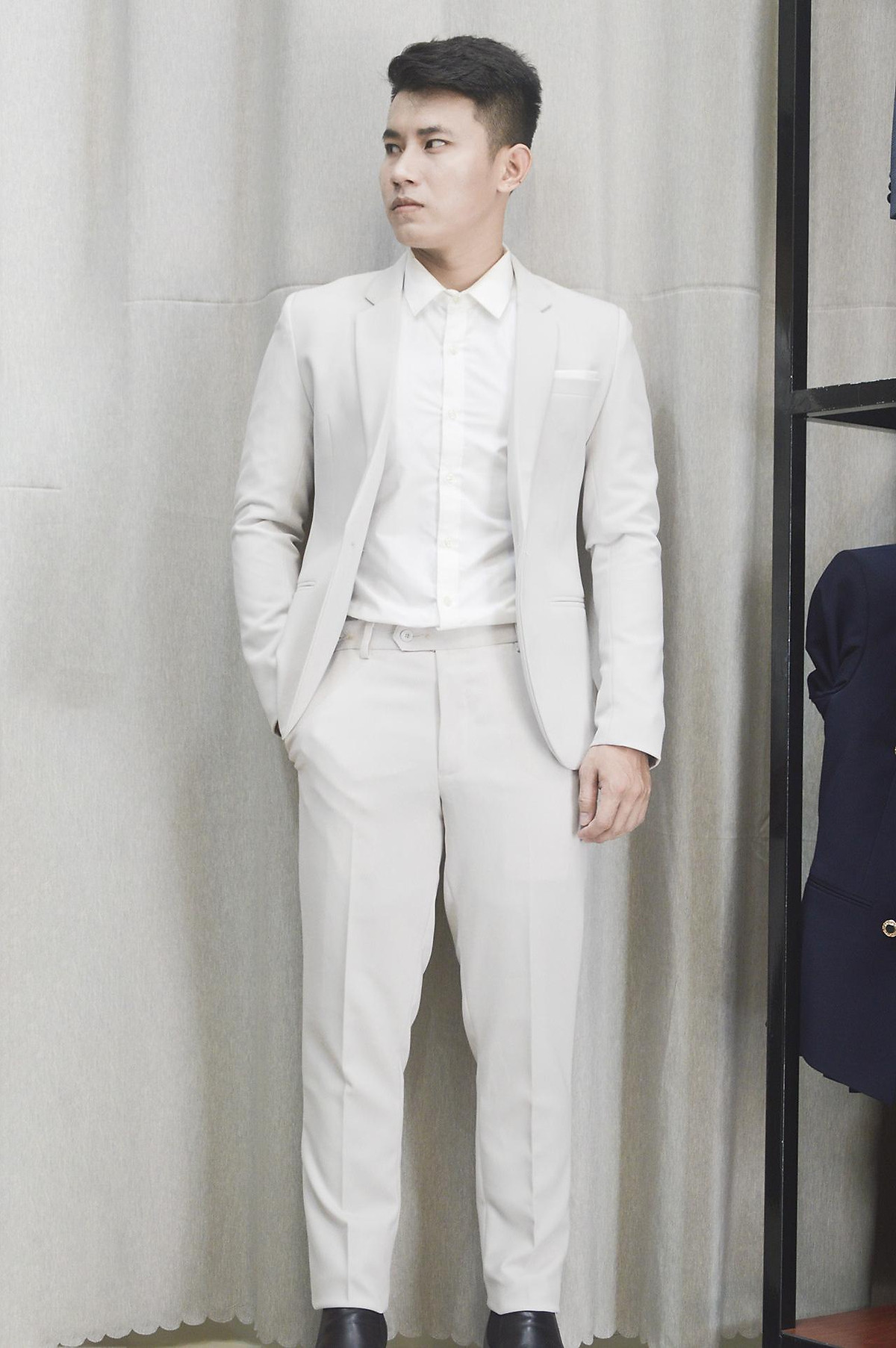 Bộ vest nam màu kem AB209  viettailor