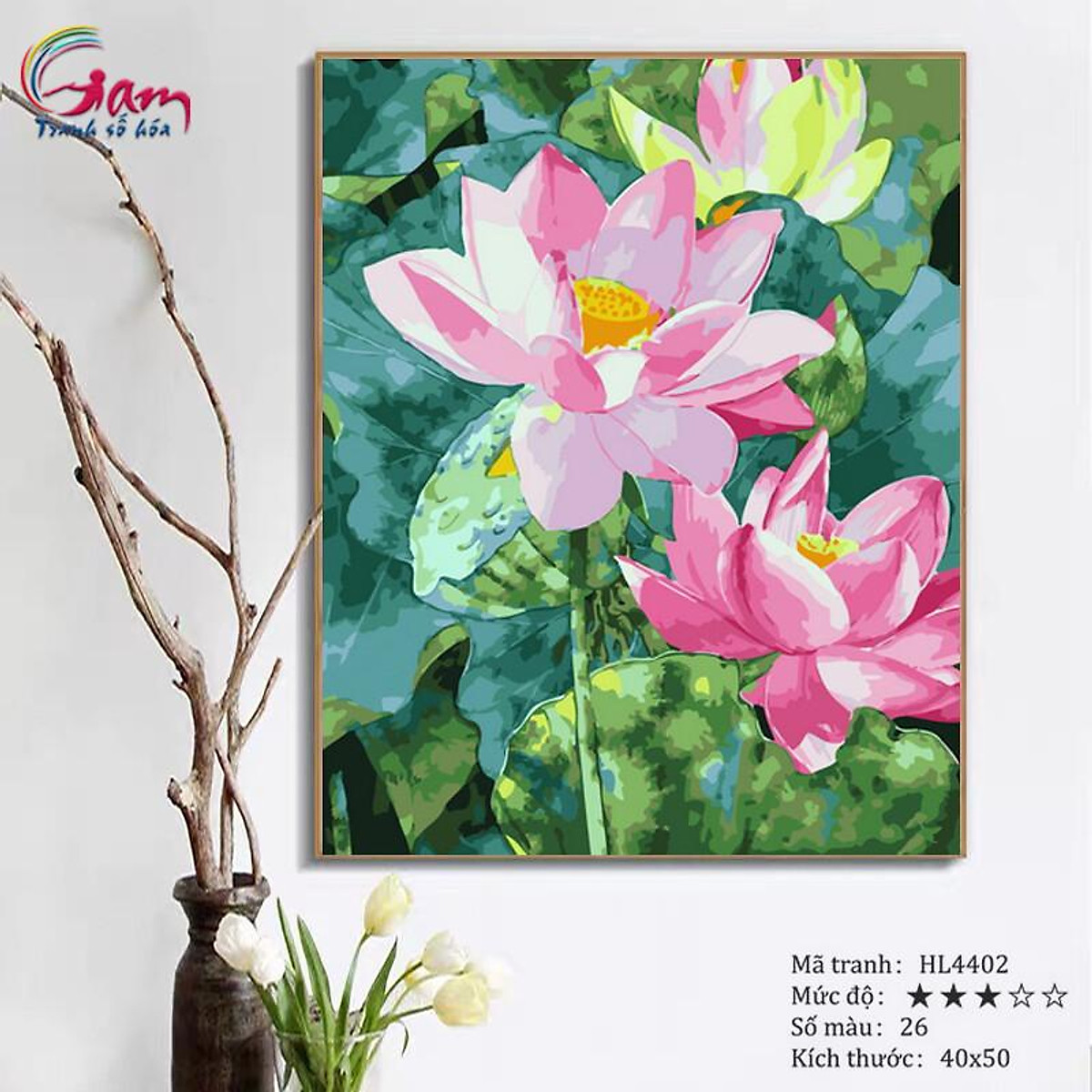 Tranh số hóa tự tô màu hoa Sen GAM HL4402 - Tranh sơn dầu Tranh Số Hóa Tự Tô Màu Hoa Sen Gam Hl4402 - Tranh Sơn Dầu