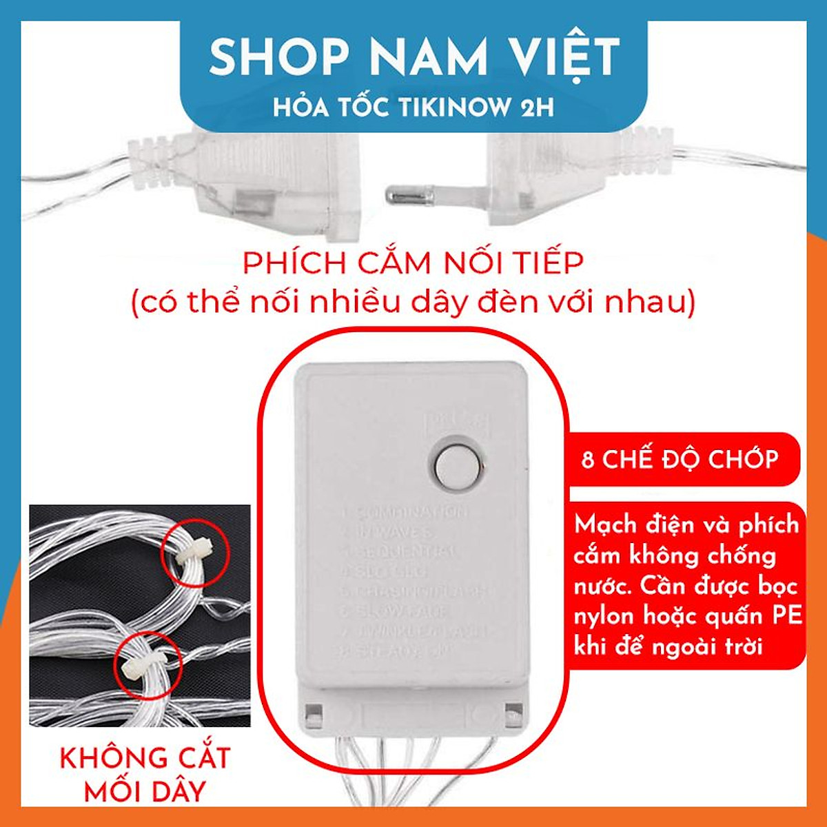 Dây Đèn LED Rèm Chống Thấm Nước Trang Trí Trong Nhà, Ngoài Trời, Năm Mới, Giáng Sinh - Chính Hãng NAVIVU