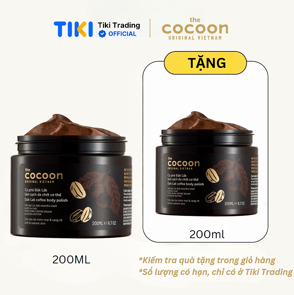 Tẩy da chết cơ thể cà phê Dăk Lăk Cocoon - Hũ 200ml
