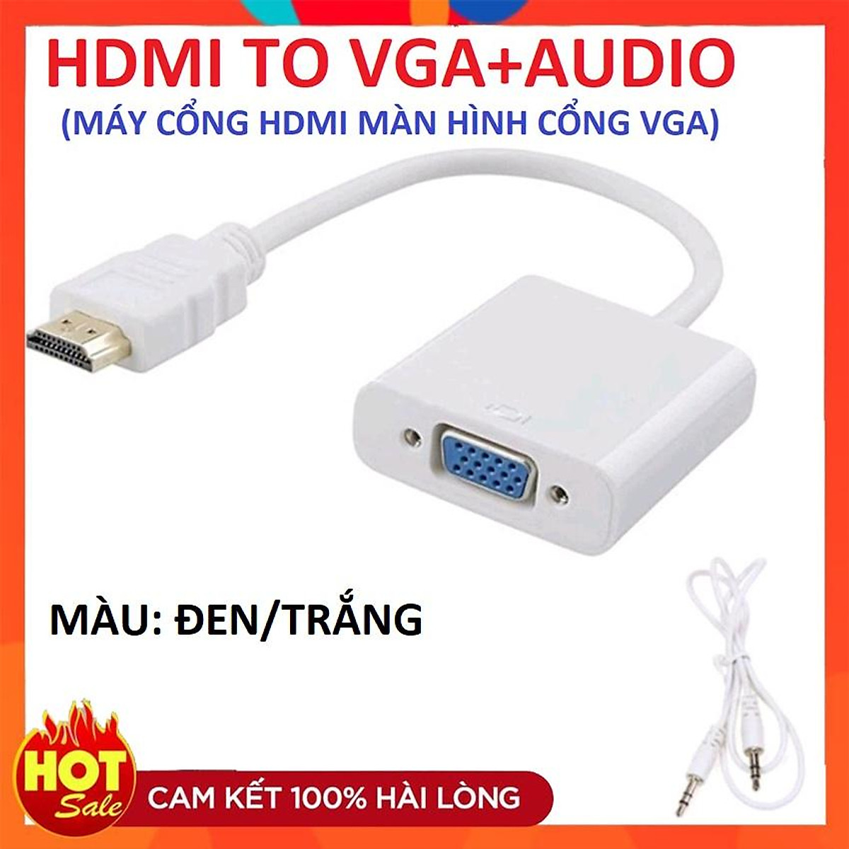 Cáp chuyển đổi HDMI sang VGA kèm dây audio 3.5-Bộ đầu chuyển cổng HDMI ra VGA giắc HDMI to VGA,dây máy chiếu