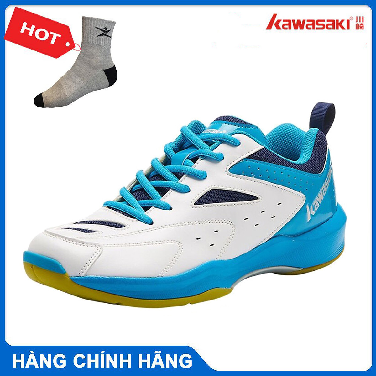 Giày cầu lông kawasaki K085 chính hãng dành cho cả nam và nữ, đế kếp, chống lật cổ chân - tặng tất thể thao bendu
