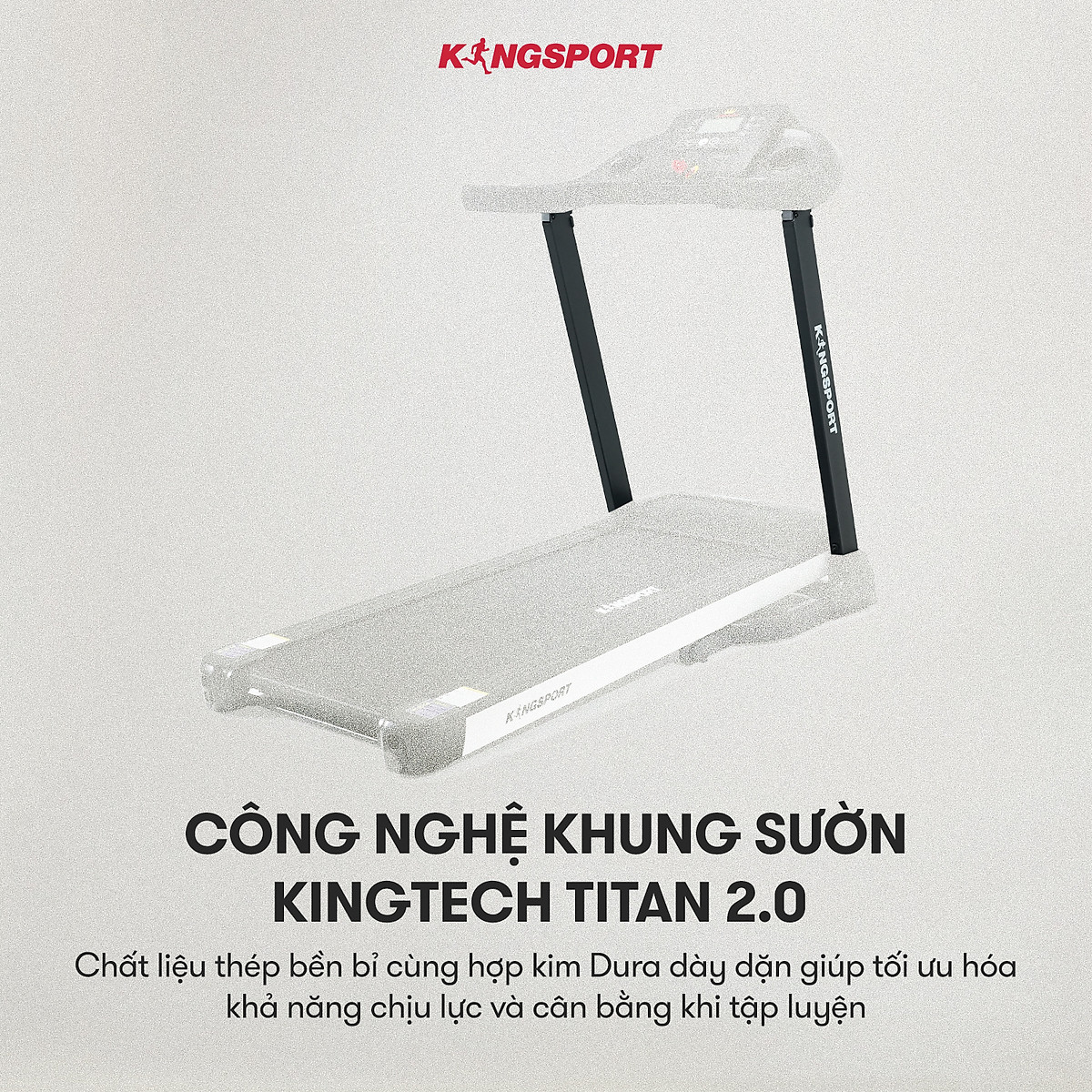CHỈ GIAO MIỀN NAM Máy chạy bộ KINGSPORT Plus K-04 đơn năng,thảm chạy rộng chống trơn, thiết kế nhỏ gọn, cân nặng phù hợp từ dưới 70kg