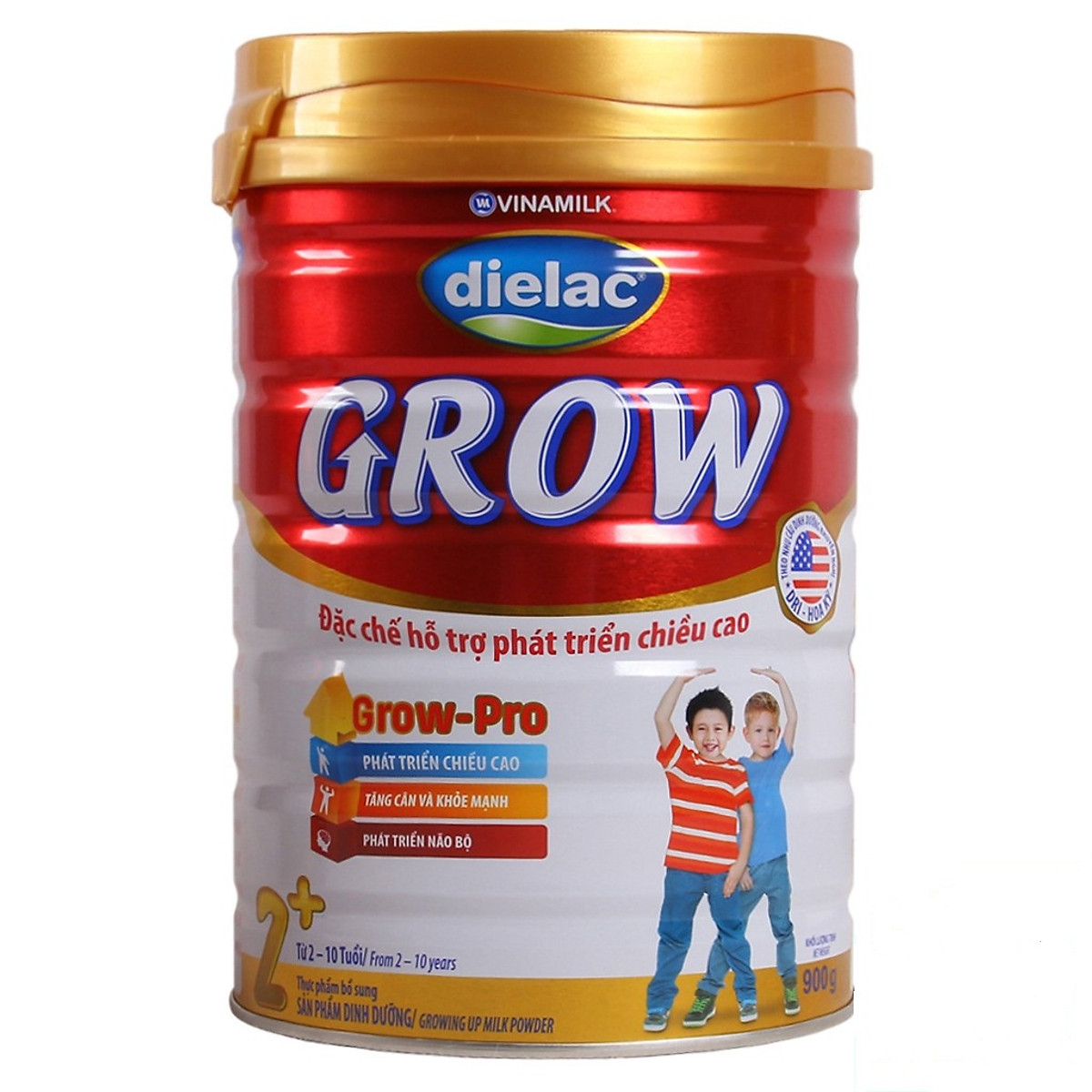 COMBO 3 LON SỮA BỘT VINAMILK DIELAC GROW 2+ LON 900G (CHO TRẺ TỪ 2 - 10 TUỔI)
