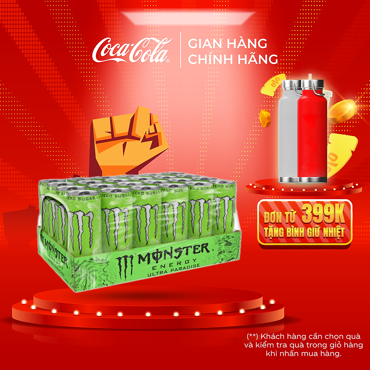 Lốc 24 Lon Nước Tăng Lực Giải Khát Monster Energy Ultra Paradise 355ml/Lon Coca-Cola Official Store
