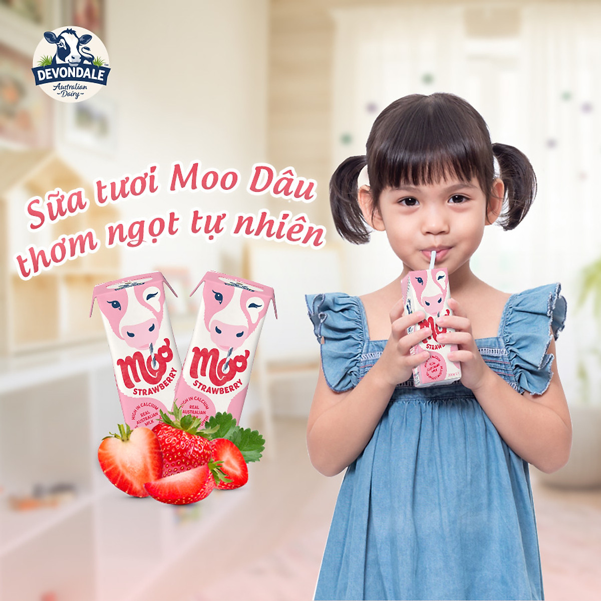 Lốc 6 Hộp Sữa Tươi Tiệt Trùng DEVONDALE Hương Dâu 200ML