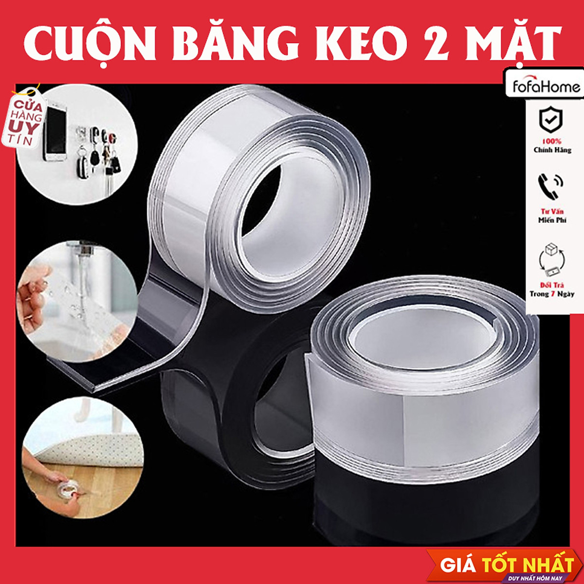 Băng Keo 2 Mặt Siêu Dính Chống Thấm Nước Trong Suốt Nano Băng Keo Đa Năng, Băng Keo Chống Dò Rỉ