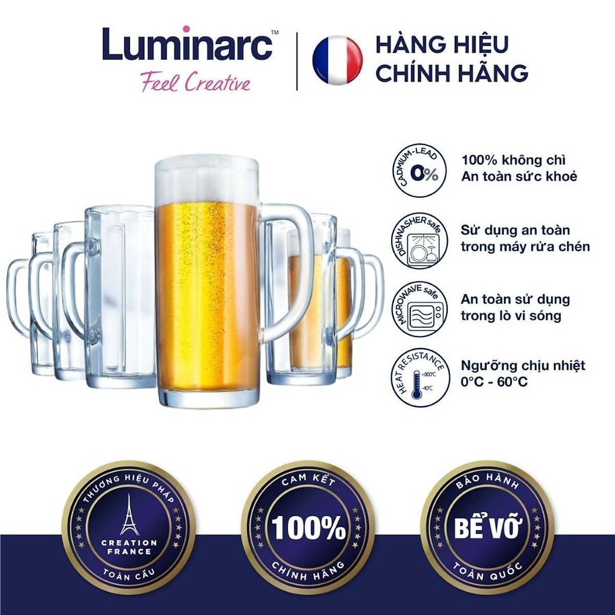 Bộ 6 Ly Bia Thuỷ Tinh Luminarc Mindel 380ml - LUMIG2617 - Ly, cốc ...