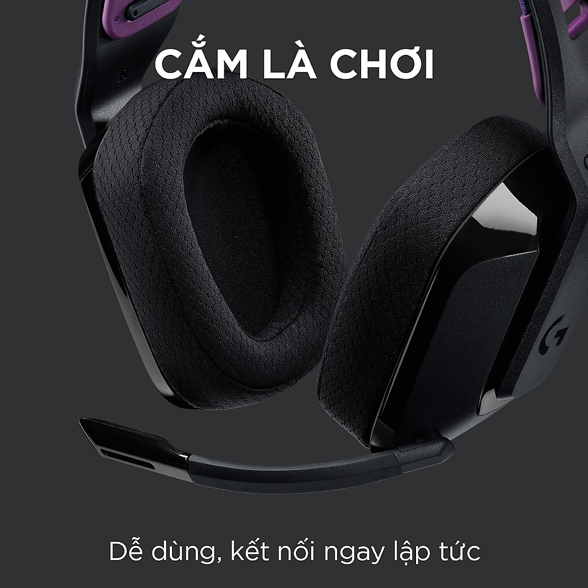 Tai nghe game không dây Lightspeed Logitech G535 - Trọng lượng nhẹ, âm thanh nổi, tương thích PC, PS4, PS5, Mic gấp để tắt tiếng -Hàng chính hãng