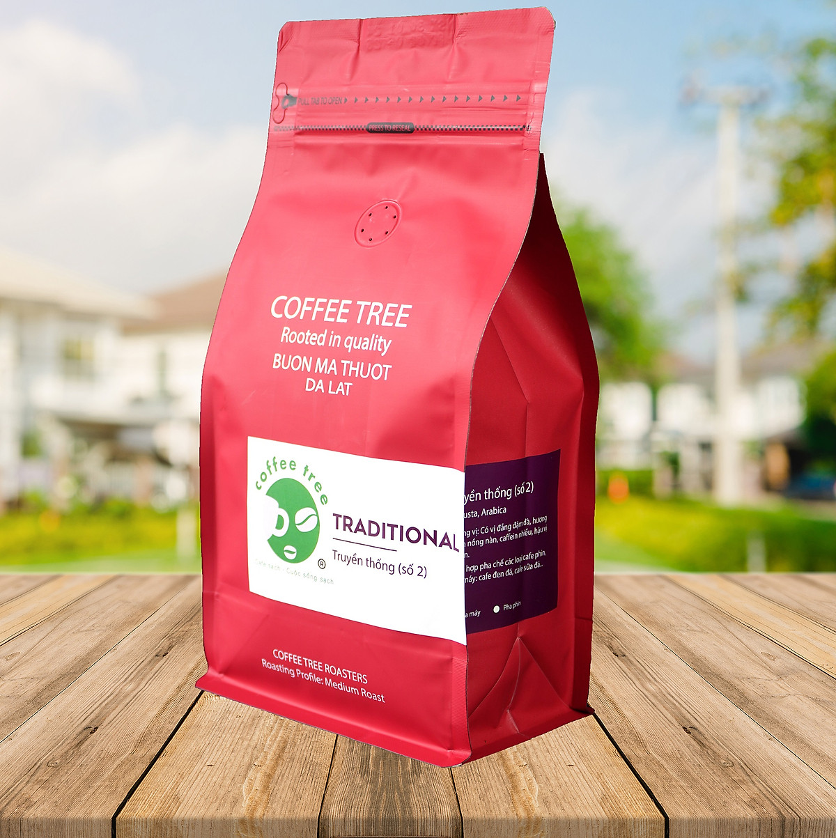 Cà phê bột 100% nguyên chất truyền thống số 2 (500gr) Coffee Tree gu vừa vị chuẩn truyền thống