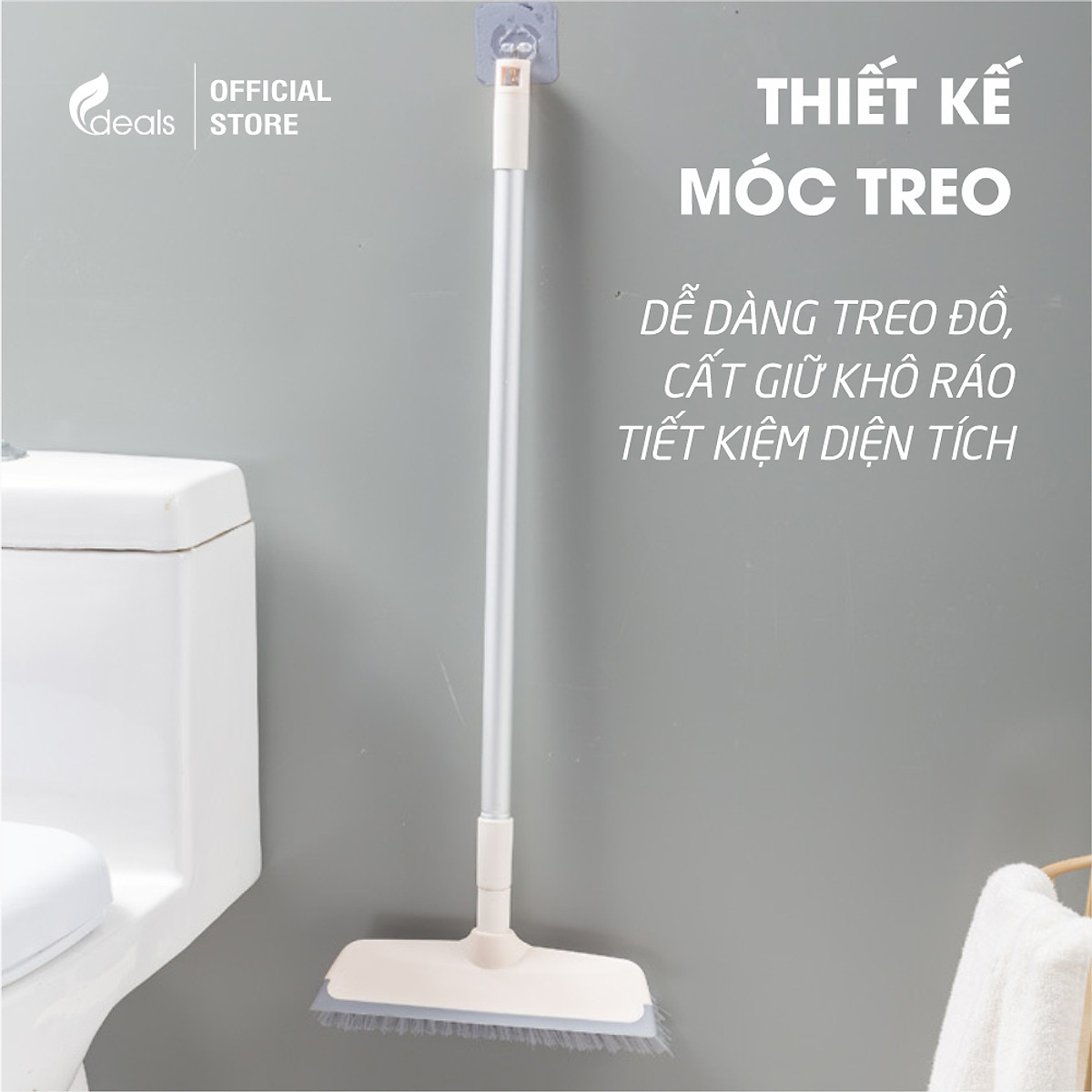 Cây Chà Sàn Nhà Tắm Đa Năng 2 trong 1 ECODEALS - Cọ sàn và gạt nước, cán tăng giảm chiều dài linh hoạt