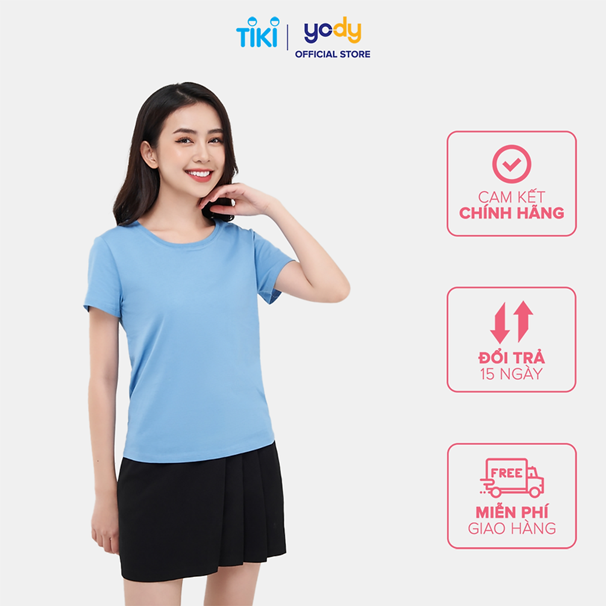 Áo Phông Yody Nữ Cổ Tròn Chất Liệu Cotton Mềm Mại Thấm Hút Mồ Hôi Tsn5346