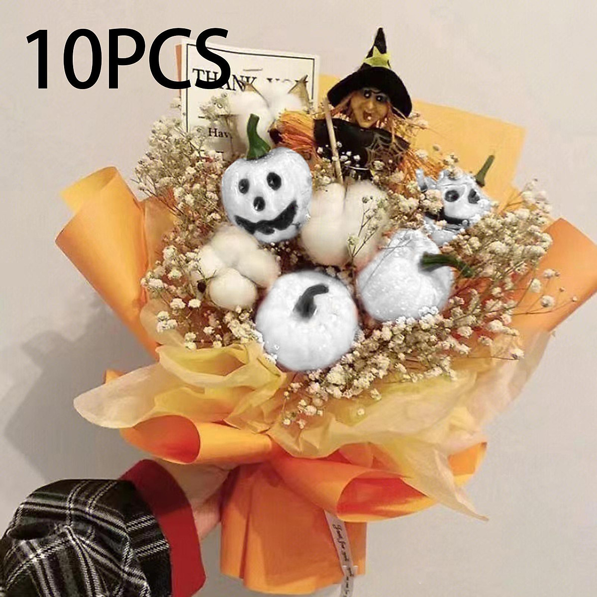 Kayotuas 7Pcs Artificial Pumpkins Decoration For Halloween Lifelike Simulation Foam Pumpkins Set Fall Harvest Home Party Supplies (Black