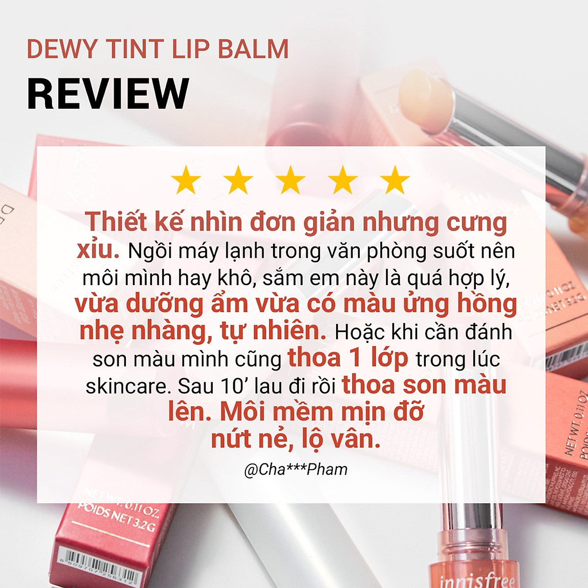 Son dưỡng môi có màu INNISFREE Dewy Tint Lip Balm 3.2g