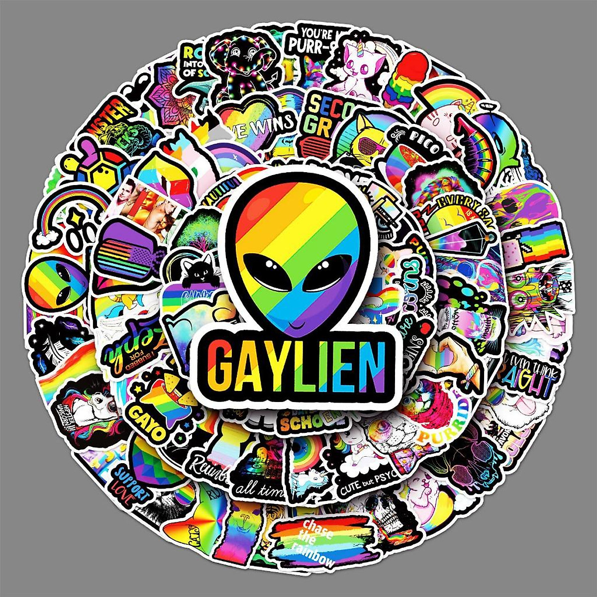 Sticker CẦU VÔNG LGBT hoạt hình cute trang trí mũ bảo hiểm,guitar ...