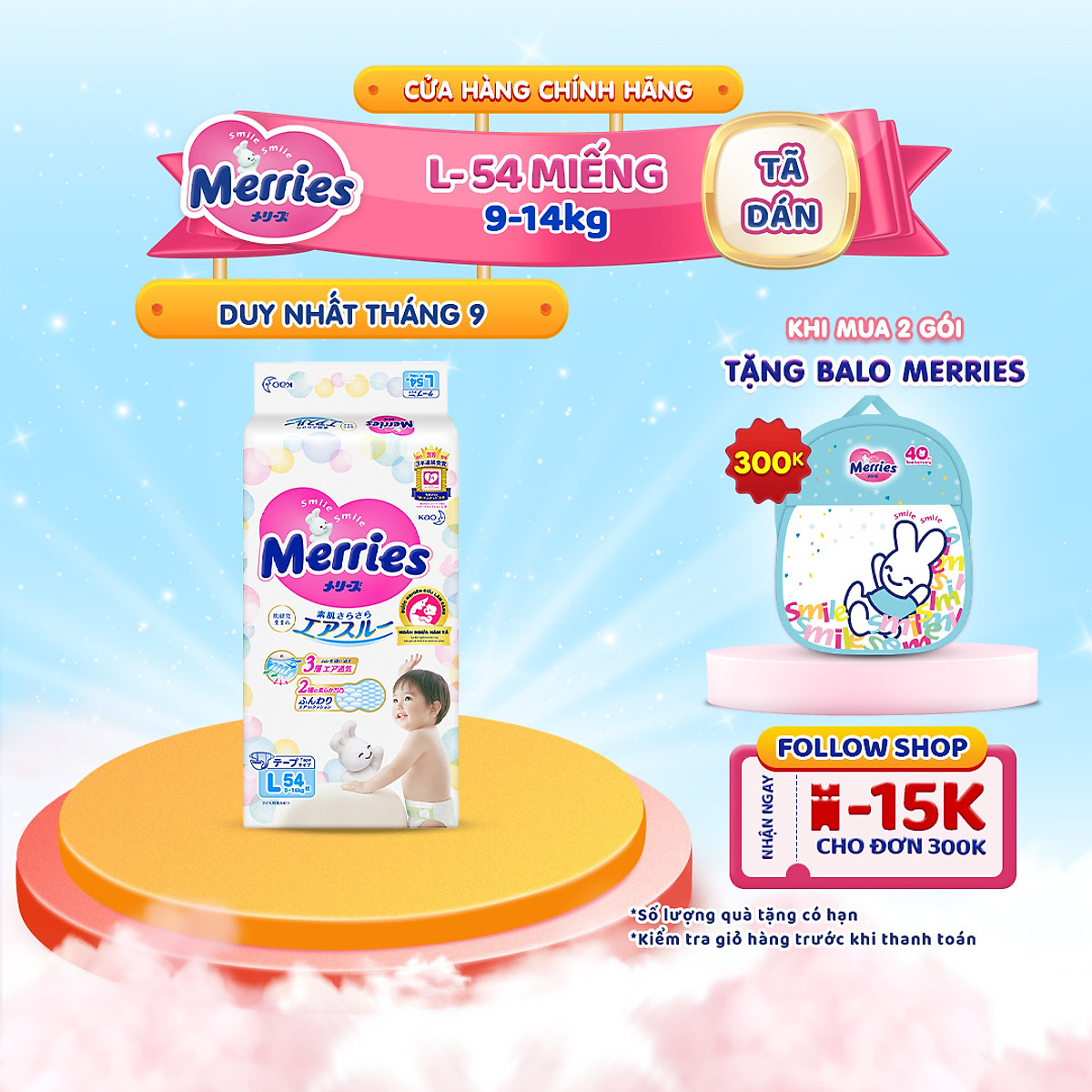 Tã Dán Merries L-54 (54 Miếng)