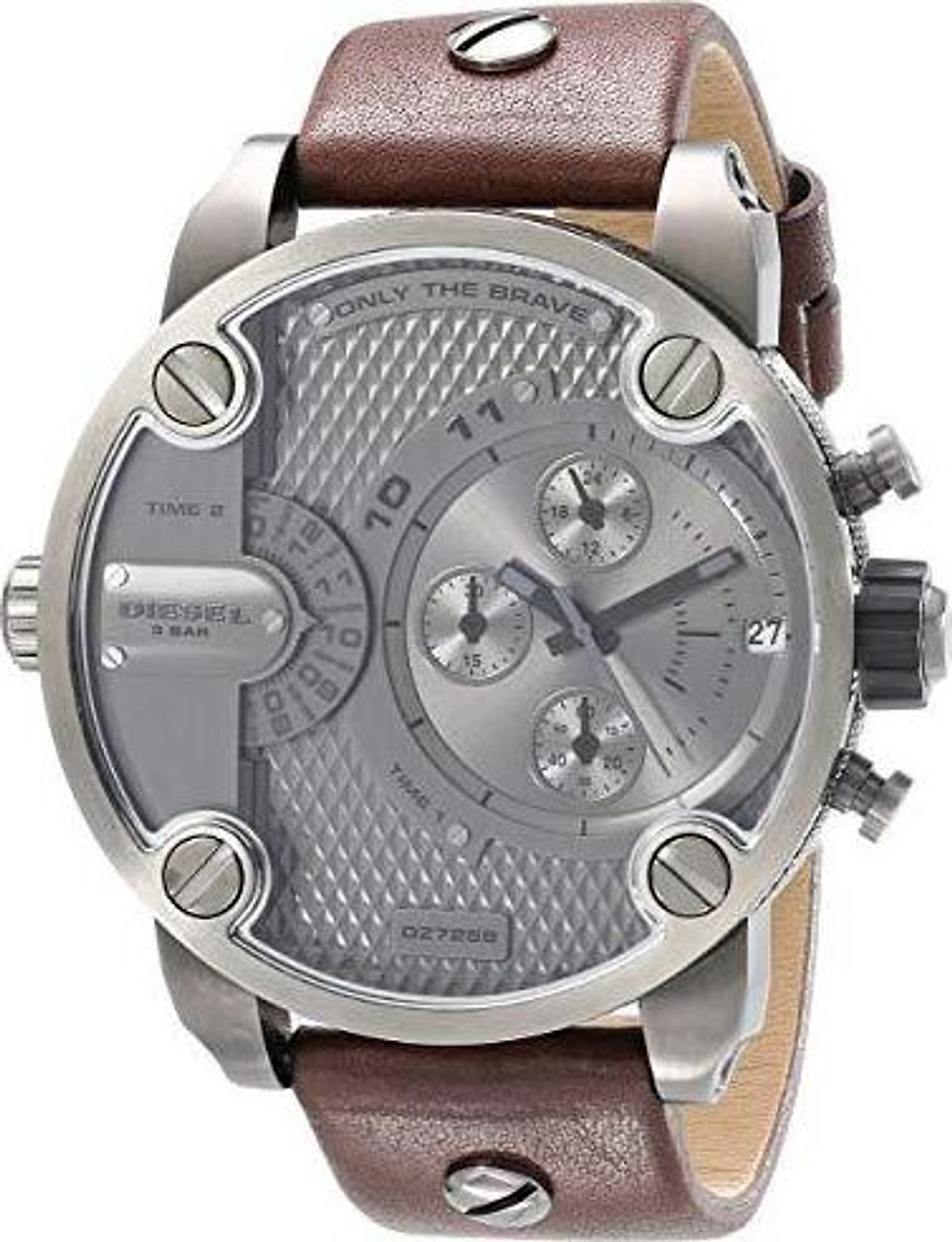 Mua Diesel Men's DZ7258 Little Daddy Gunmetal Brown Leather Watch